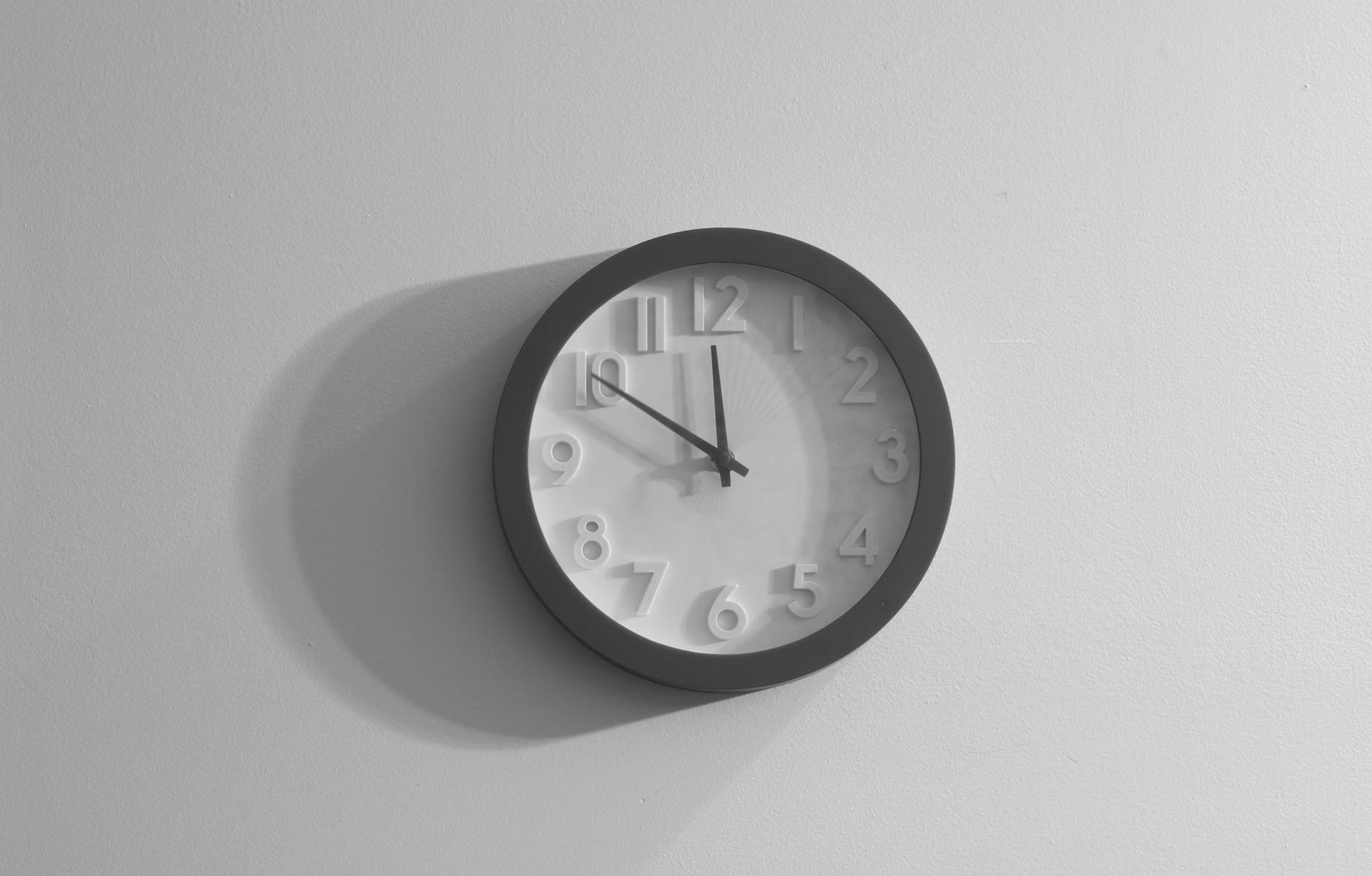 black and white wall clock